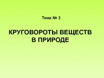 КРУГОВОРОТЫ ВЕЩЕСТВ В ПРИРОДЕ