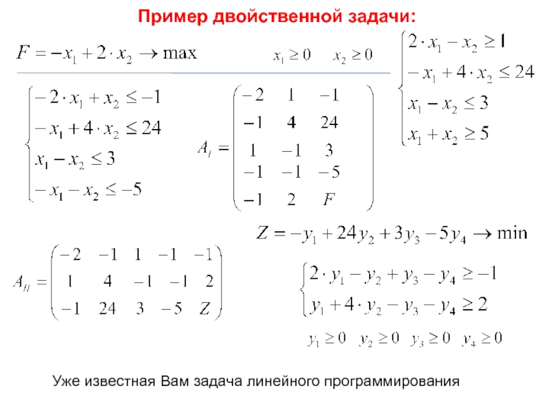 Если одна из пары двойственных задач имеет оптимальный план то