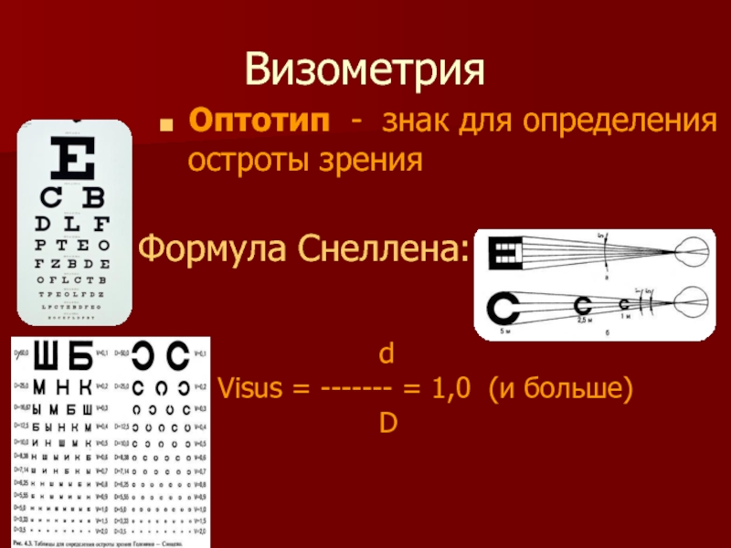 Визометрия. Формула Снеллена. Оптотипы Снеллена. Острота зрения формула Снеллена. Оптотипы поляка для проверки.