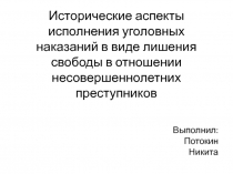 Исторические аспекты исполнения уголовных наказаний в виде лишения свободы в