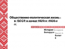 Общественно-политическая жизнь в БССР в конце 1920-х -1930-е гг