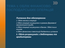 ТЕМА 3. ОБЛІК ФІНАНСОВО-ГОСПОДАРСЬКИХ ОПЕРАЦІЙ