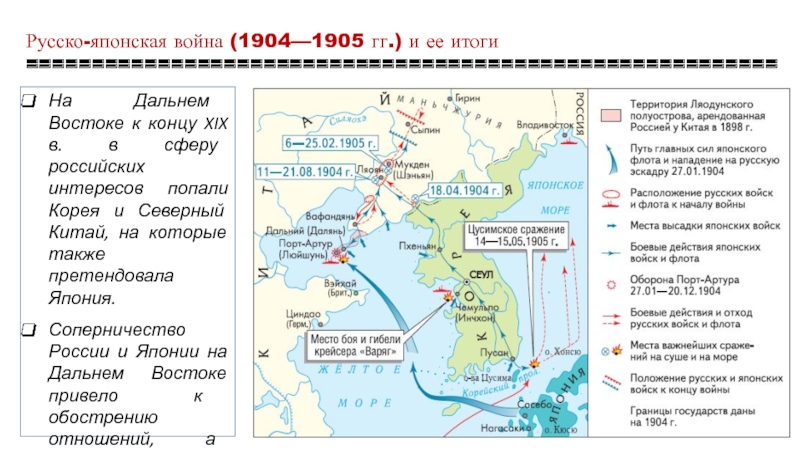 Контурная карта по истории россии русско японская война 1904 1905