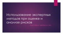 Использование экспертных методов при оценке и анализе рисков