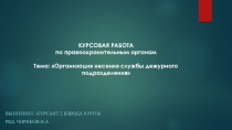 КУРСОВАЯ РАБОТА по правоохранительным органам Тема: Организация несения службы