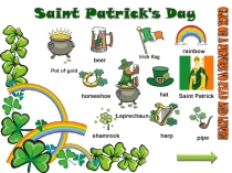 horseshoe
Pot of gold
rainbow
beer
Irish flag
Saint