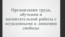 Организация труда, обучения и воспитательной работы с осужденными к лишению