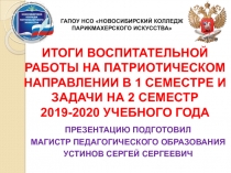 ИТОГИ ВОСПИТАТЕЛЬНОЙ РАБОТЫ НА ПАТРИОТИЧЕСКОМ НАПРАВЛЕНИИ В 1 СЕМЕСТРЕ И ЗАДАЧИ