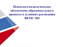 Психолого-педагогическое обеспечение образовательного процесса в условиях