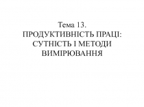 Тема 13. ПРОДУКТИВНІСТЬ ПРАЦІ: СУТНІСТЬ І МЕТОДИ ВИМІРЮВАННЯ