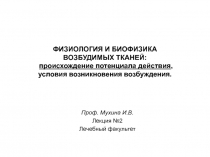 ФИЗИОЛОГИЯ И БИОФИЗИКА ВОЗБУДИМЫХ ТКАНЕЙ: происхождение потенциала действия,