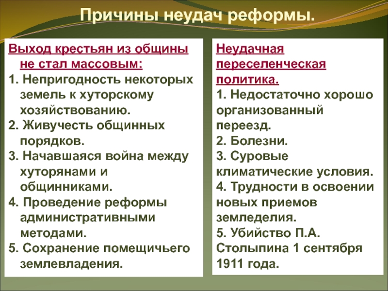 Проект аграрной реформы п а столыпина предполагал разрешение свободного выхода