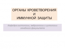 ОРГАНЫ КРОВЕТВОРЕНИЯ
И
ИММУННОЙ ЗАЩИТЫ
Кафедра гистологии, эмбриологии и