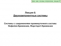 физ.-хим. основы петрологии, лекция 8
Лекция 8.
Двухкомпонентные