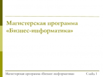 Магистерская программа Бизнес-информатика