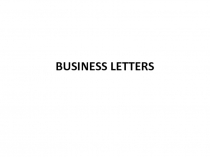 BUSINESS LETTERS