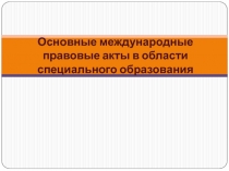 Основные международные правовые акты в области специального образования