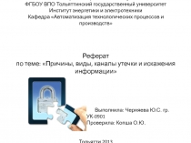 Министерство образования и науки РФ ФГБОУ ВПО Тольяттинский государственный