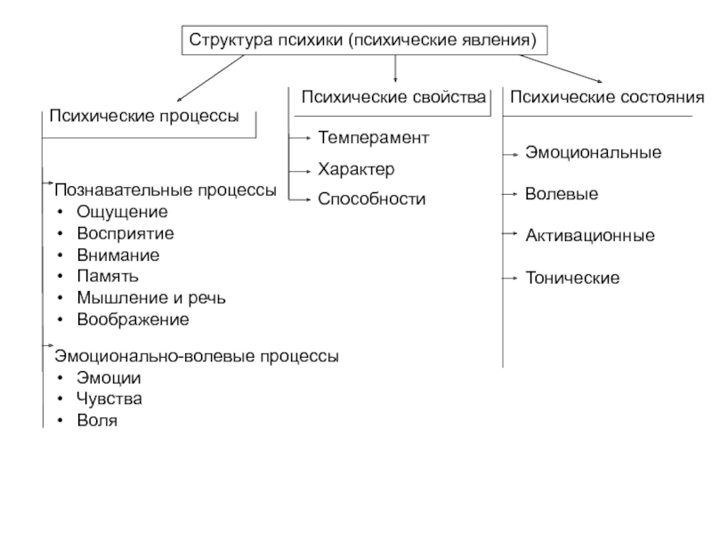 Классификация психических явлений схема