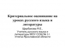 Критериальное оценивание на уроках русского языка и литературы