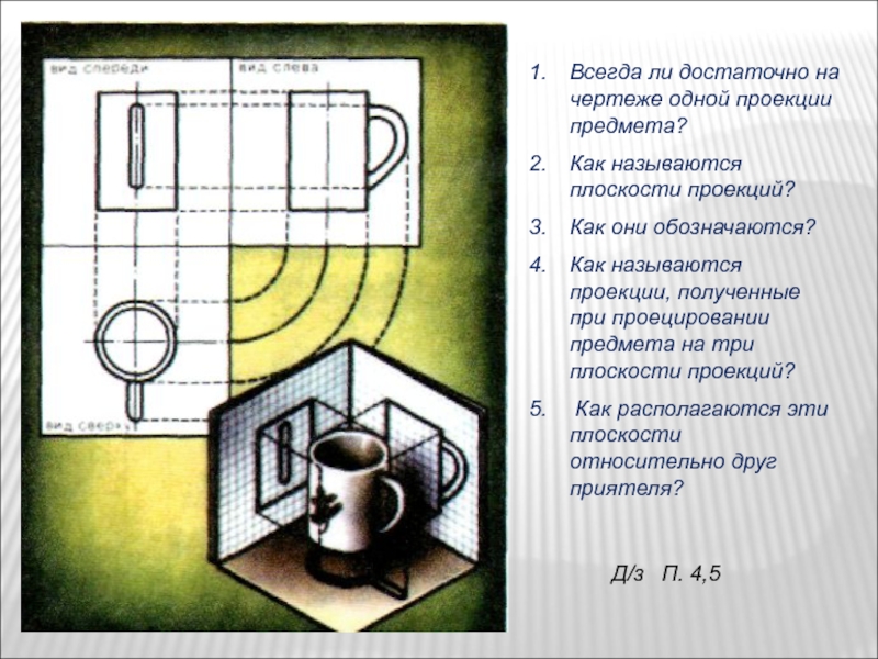 Всегда ли достаточно на чертеже одной проекции предмета черчение 8 класс