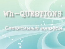 Wh-QUESTIONS. Специальные вопросы