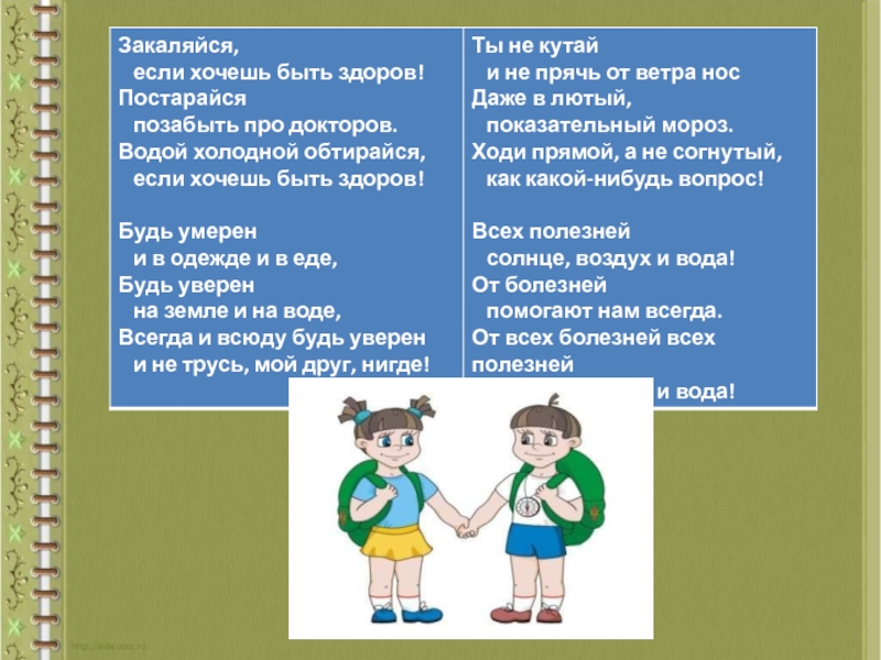 Если хочешь быть здоров закаляйся презентация 1 класс 21 век