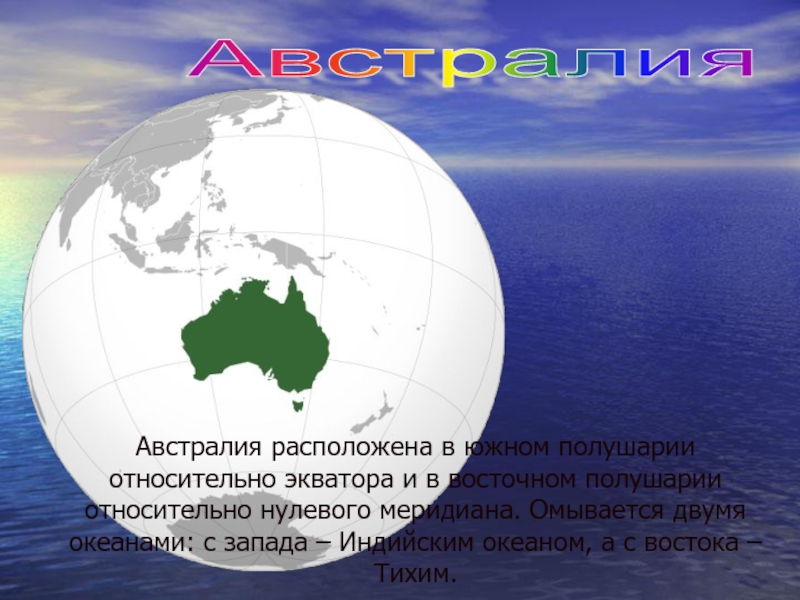 Как расположен материк австралия относительно нулевого меридиана. Австралия расположена. Австралия на полушарии. Южное полушарие Австралия. Австралия относительно экватора.