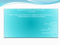 Одна и две буквы Н в суффиксах прилагательных, образованных от существительных 6 класс