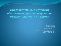 Образовательные методики, обеспечивающие формирование метадеятельности учащихся