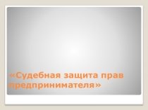 Судебная защита прав предпринимателя