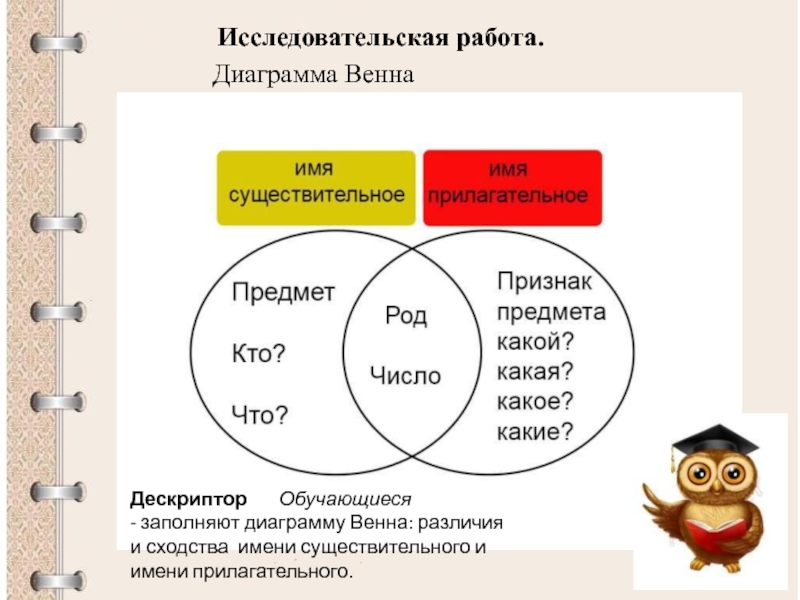 Заполните диаграмму. Диаграмма Венна существительное и прилагательное. Диаграмма Венна на уроках русского языка. Сочетание имен существительных с именами прилагательными. Сочетание имен прилагательных с существительными.