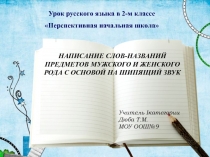 Написание слов - названий предметов мужского и женского рода с основой на шипящий звук 2 класс