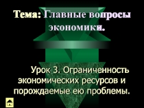 Ограниченность экономических ресурсов и порождаемые ею проблемы