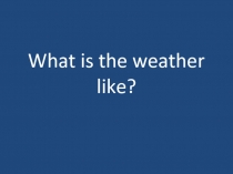 What is the weather like?