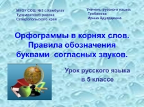 Орфограммы в корнях слов. Правила обозначения буквами согласных звуков 5 класс