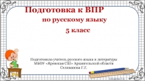 Подготовка к ВПР по русскому языку 5 класс