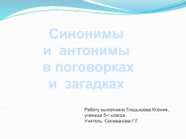 Синонимы и антонимы в поговорках и загадках 5 класс