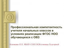 Профессиональная компетентность учителя начальных классов в условиях реализации ФГОС НОО обучающихся с ОВЗ