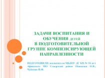 ЗАДАЧИ ВОСПИТАНИЯ И ОБУЧЕНИЯ детей В ПОДГОТОВИТЕЛЬНОЙ ГРУППЕ КОМПЕНСИРУЮЩЕЙ НАПРАВЛЕННОСТИ