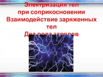 Электризация тел при соприкосновении. Взаимодействие заряженных тел. Два рода зарядов