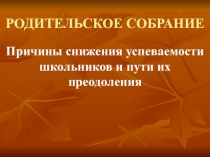 Причины снижения успеваемости школьников и пути их преодоления