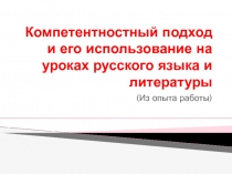 Компетентностный подход и его использование на уроках русского языка и литературы