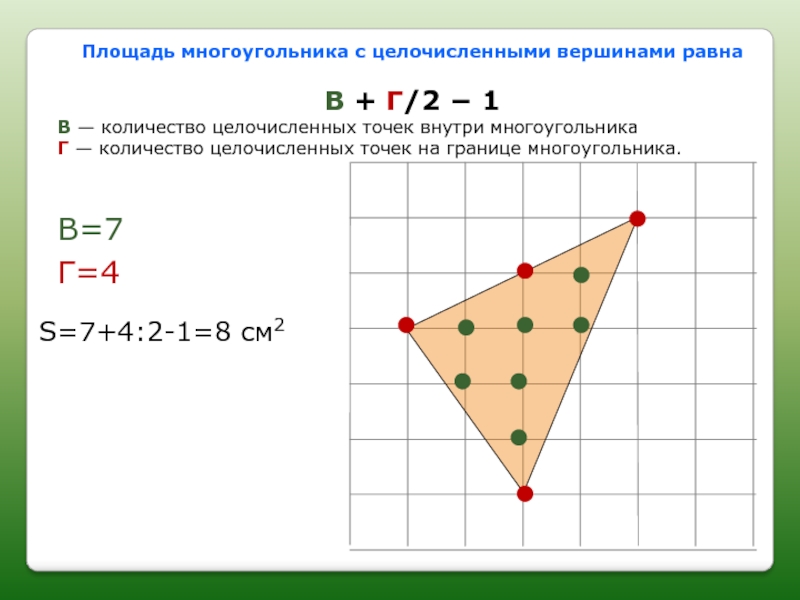 Проект на тему многоугольники на решетке формула пика