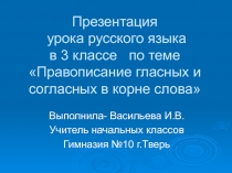 Правописание гласных и согласных в корне слова 3 класс