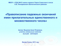 Правописание падежных окончаний имен прилагательных единственного и множественного числа 4 класс