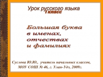 Большая буква в именах, отчествах и фамилиях 1 класс