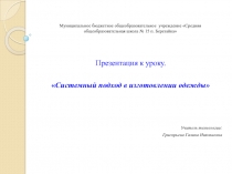 Системный подход в изготовлении одежды 8 класс