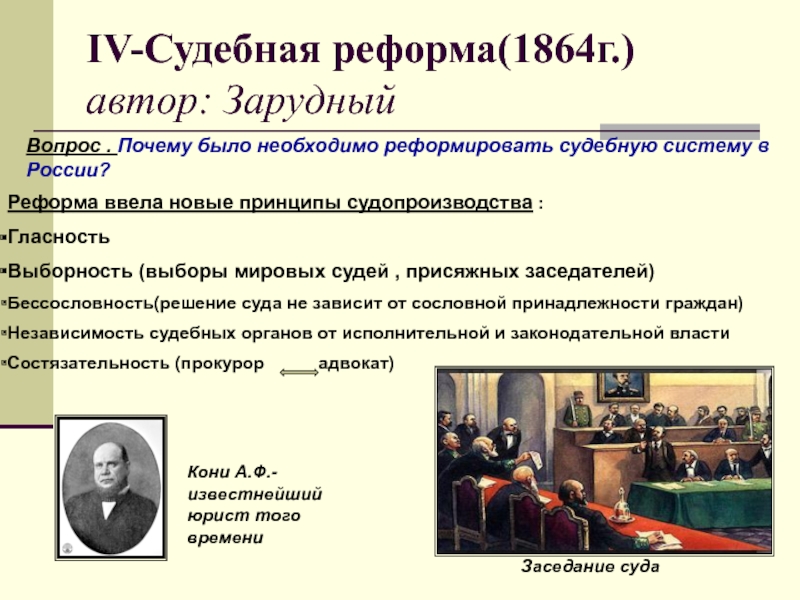 Судебная реформа 1864 года ввела