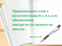 Правописание слов с разделительным ь и ь для обозначении мягкости согласного на письме 2 класс